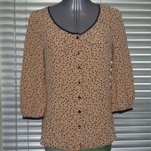 Poker pattern silk blouse, size 2, Adille Anthropologie